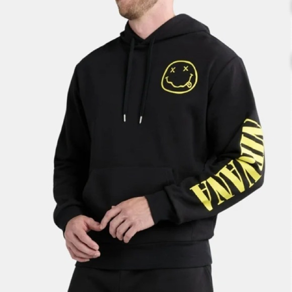 Nirvana Men’s Smiley Graphic Hoodie, Size L - Picture 1 of 6